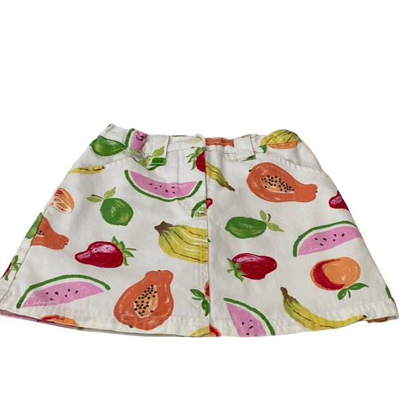 (4-115) Gymboree White Skort with Fruit Two Front Pockets & Zipper - Picture 8 of 10